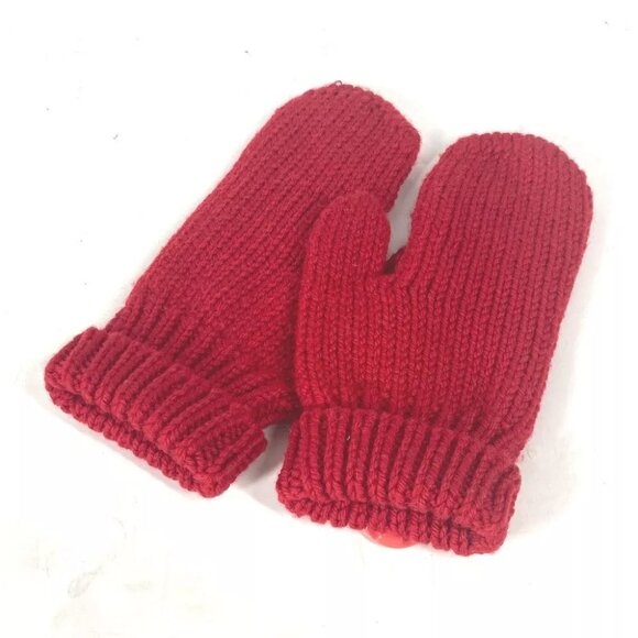 LOUIS VUITTON logo Mitten accessories with badge gloves wool Red - Picture 2 of 11